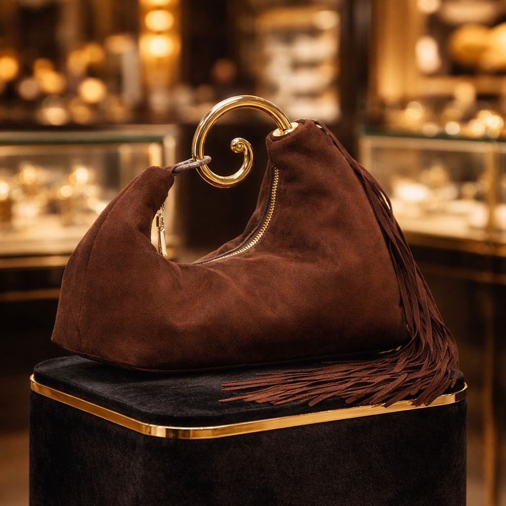 ✨ Retro Unique and Jazzy Espresso Vegan Suede Handbag ✨